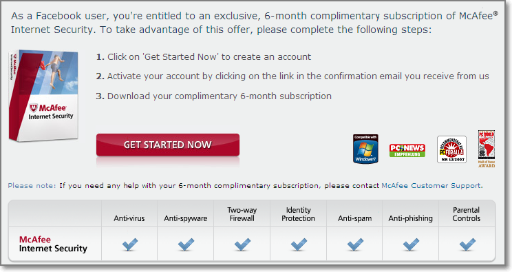 McAfee Internet Security gratis per 6 mesi!